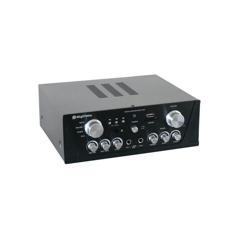 Skytronic Karaoke Amplifier FM/USB/SD/Rem Zwart goedkoop