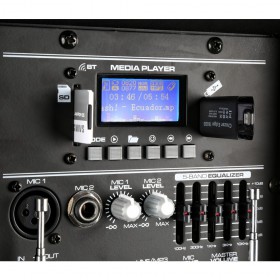 Vonyx SPJ-PA915 - Mobiele Geluidsset ABS 15" USB/SD Speler en 2x VHF mic. (170.080) usb mp3 speler en sd kaart