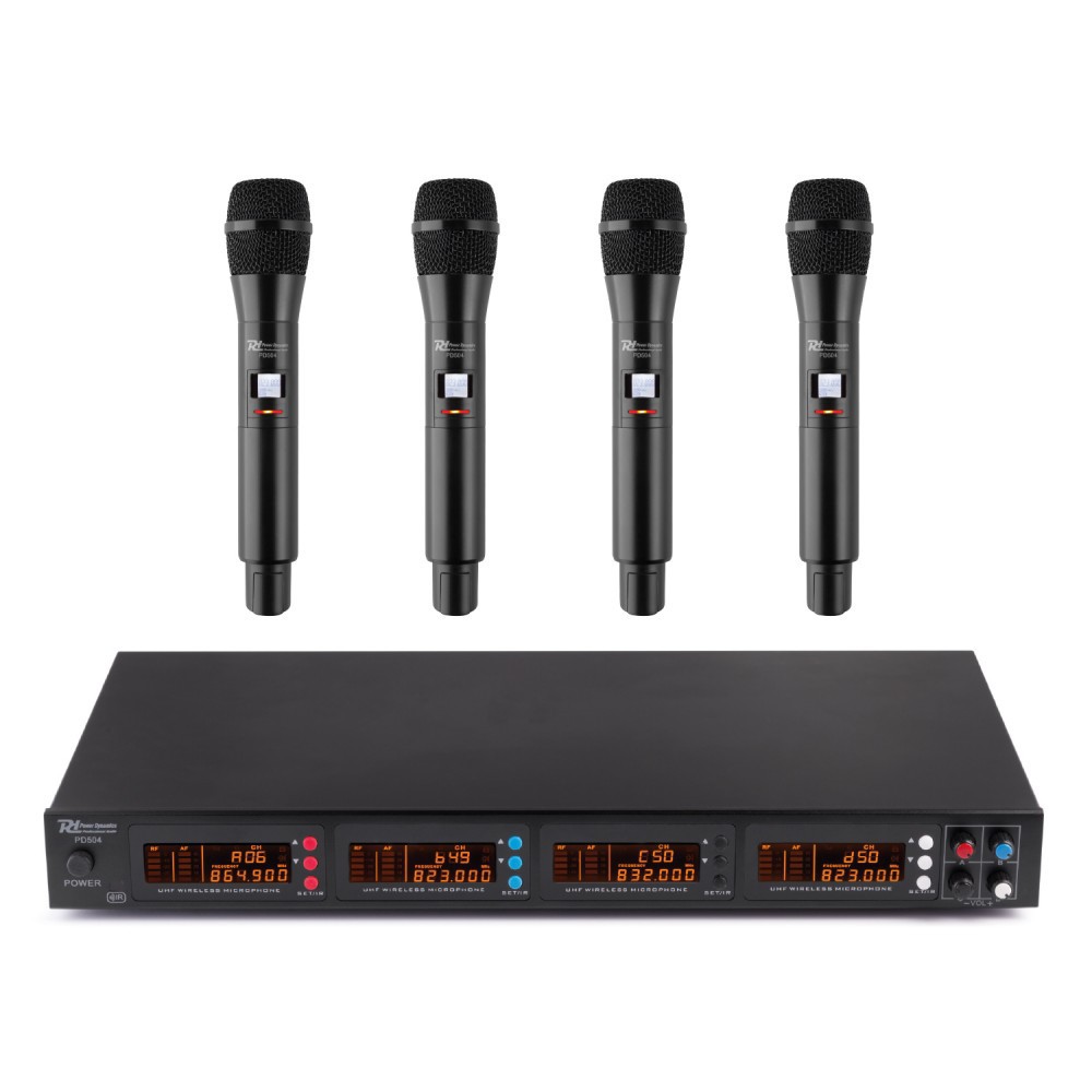 Zichzelf Voetganger Nationaal Power Dynamics PD504H - 4x 50-Kanaals UHF Draadloze microfoonset met 4  handmicrofoons