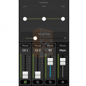 Mackie FreePlay LIVE Draadloze PA Bluetooth Speaker - app overzicht EQ en Reverb per kanaal