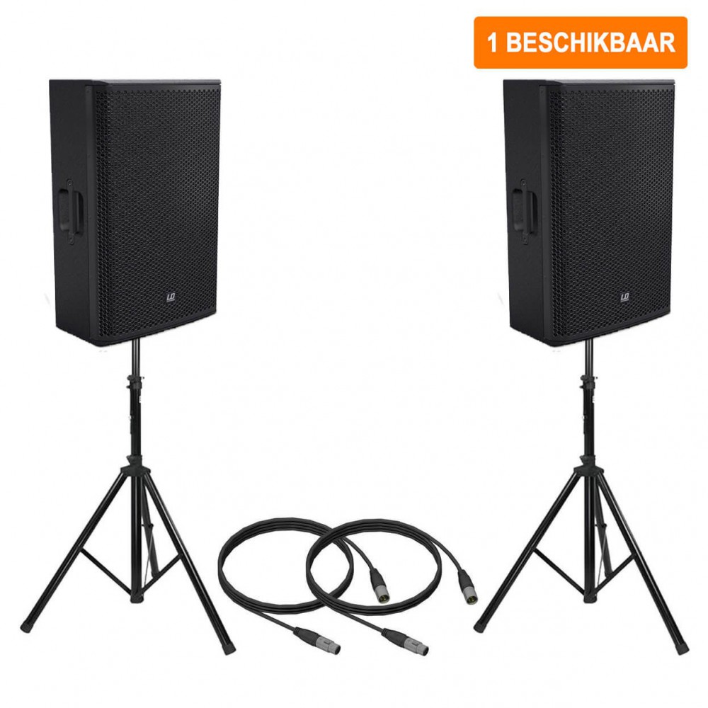Verhuur - Actieve speakerset 1 - 15" 1000W max statieven en
