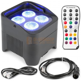 Beamz BBP94 - Battery Uplight Par 4x 10W