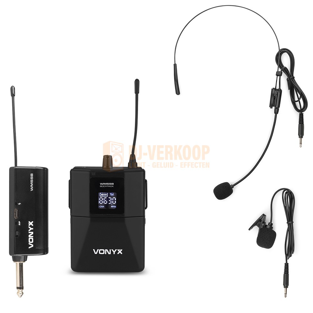 Vonyx WM55B Wireless Bodypack Microfoon Set UHF