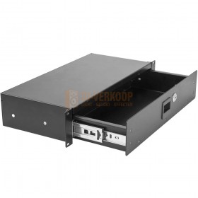 OMNITRONIC SN-2 Rackdrawer met Slot - 2U Afsluitbare Lade voor 19-inch Racks open