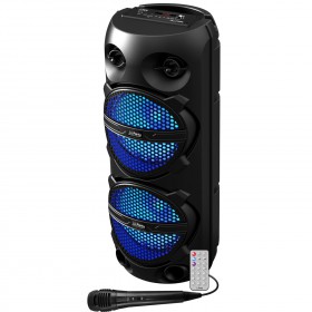 Ibiza sound PLUTON - Luidsprekerbox 300W met Accu, Bluetooth, USB, FM, Microfoon & Lichteffecten