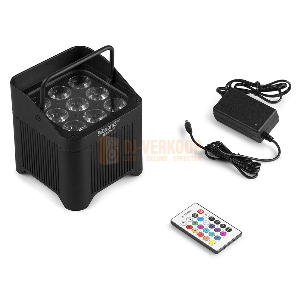 BBP48 Battery Uplight Par 9x 12W IP65 - Accu LED-Spot met WDMX