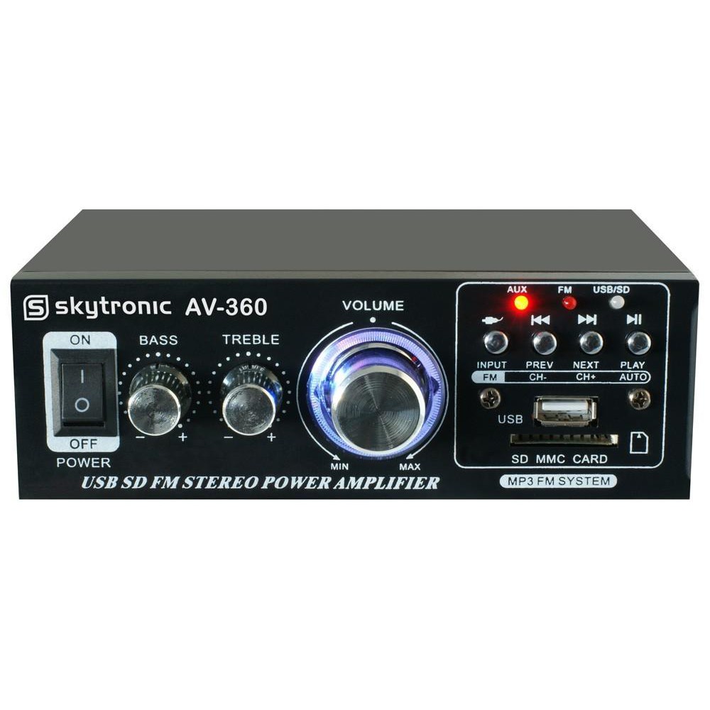 glas Namens accessoires Skytronic AV 360 Versterker FM radio USB SD speler goedkoop Kopen